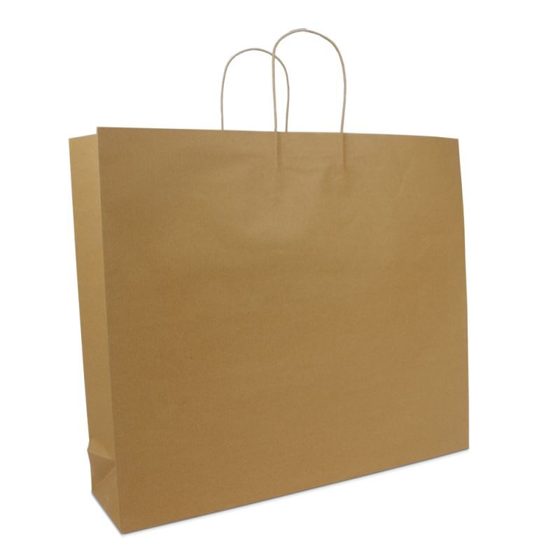 Papperskassar med tvinnade handtag och bottenkartong 54 + 13 x 46 cm Brun (100 st.) [FP-DPT005]