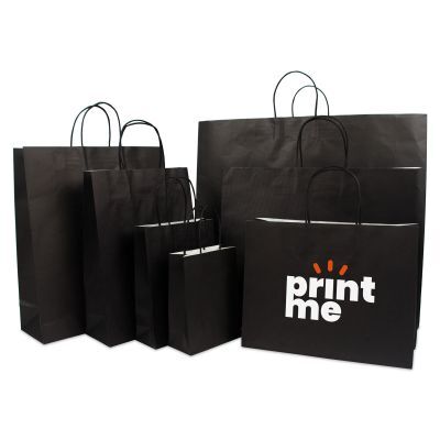 Papperskassar med tvinnade handtag och bottenkartong 54 + 13 x 46 cm Svart (100 st.) [FP-DPT007]