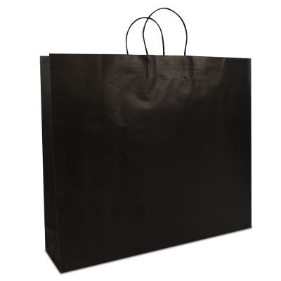 Papperskassar med tvinnade handtag och bottenkartong 54 + 13 x 46 cm Svart (100 st.) [FP-DPT007]