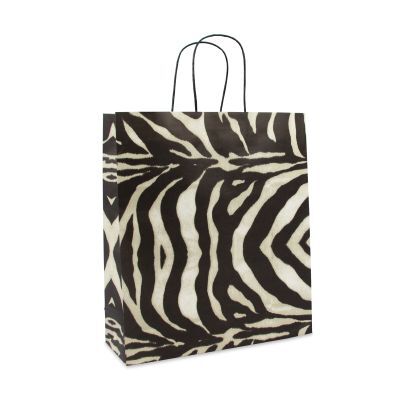 Papperskassar med tvinnade handtag 36 + 12 x 41 cm Zebra (150 st.) [FP-DPT029]