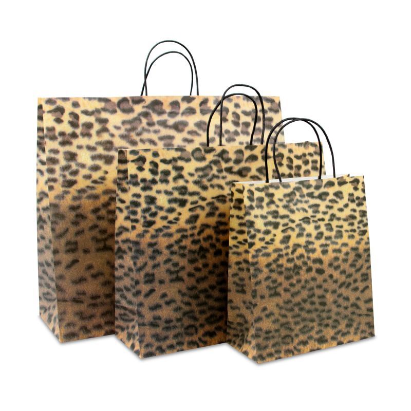 Papperskassar med tvinnade handtag 45 + 16 x 39 cm Panter (100 st.) [FP-DPT039]