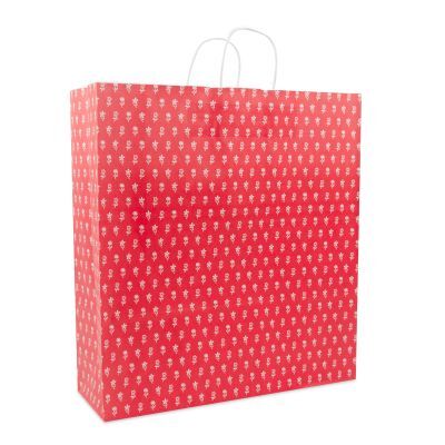 Papperskassar med tvinnade handtag Blommor 45 + 15 x 49 cm Röd (150 st.) [FP-DPT085]