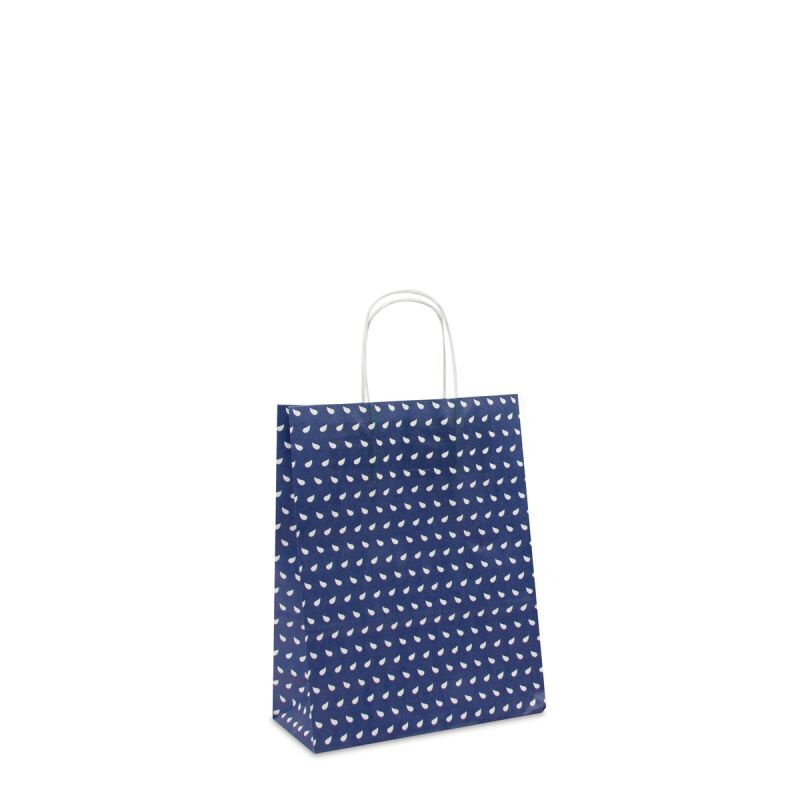 Papperskassar med tvinnade handtag Wave 22 + 10 x 28 cm Mörkblå (250 st.) [FP-DPT086]