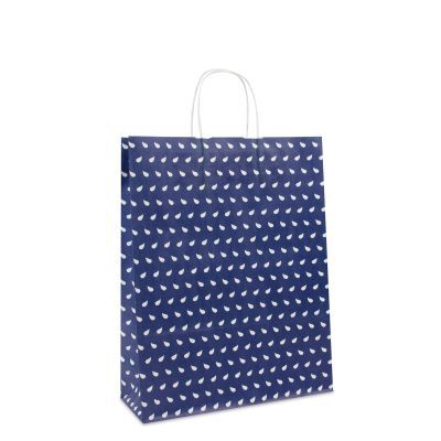 Papperskassar med tvinnade handtag Wave 32 + 12 x 41 cm Mörkblå (250 st.) [FP-DPT087]