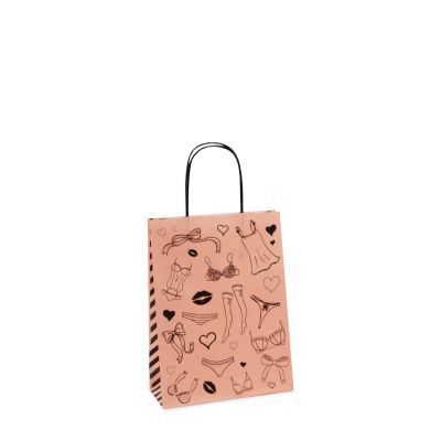 Papperskassar med tvinnade handtag Lingerie 18 + 8 x 24 cm Ljusrosa (300 st.) [FP-DPT089]