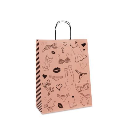 Papperskassar med tvinnade handtag Lingerie 26 + 12 x 34 cm Ljusrosa (250 st.) [FP-DPT090]