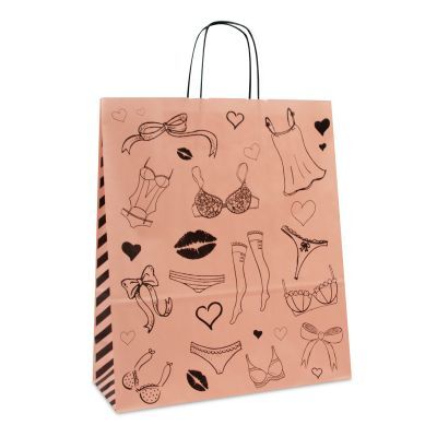 Papperskassar med tvinnade handtag Lingerie 35 + 14 x 41 cm Ljusrosa (250 st.) [FP-DPT091]