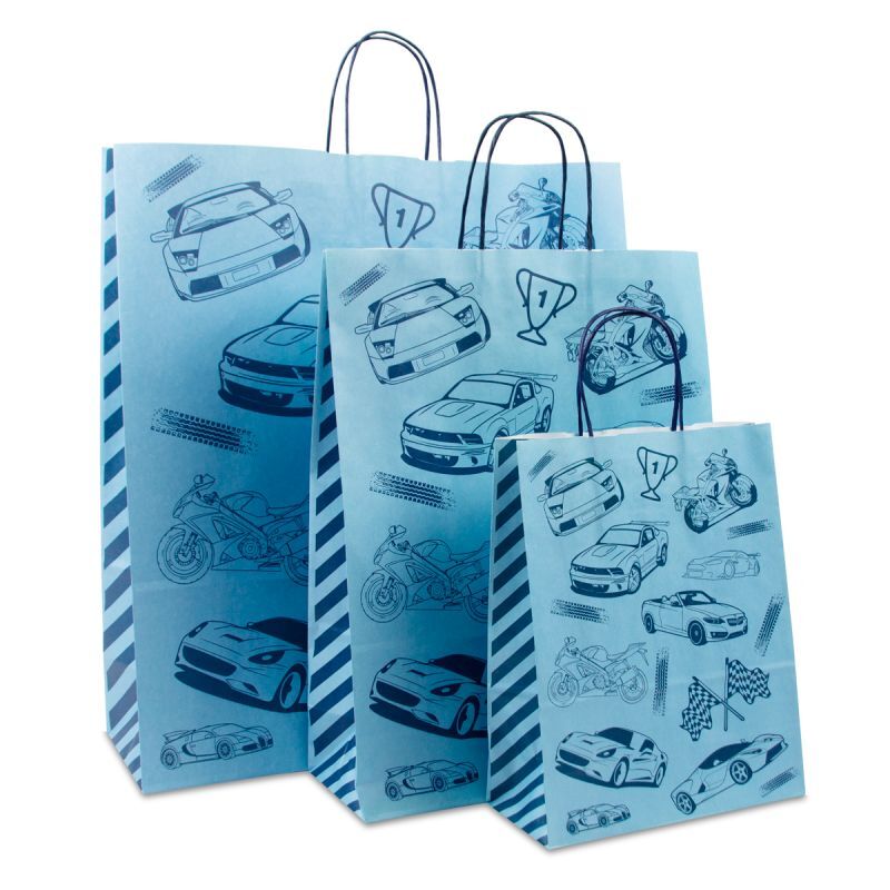 Papperskassar med tvinnade handtag Race 45 + 15 x 49 cm Blå (150 st.) [FP-DPT094]