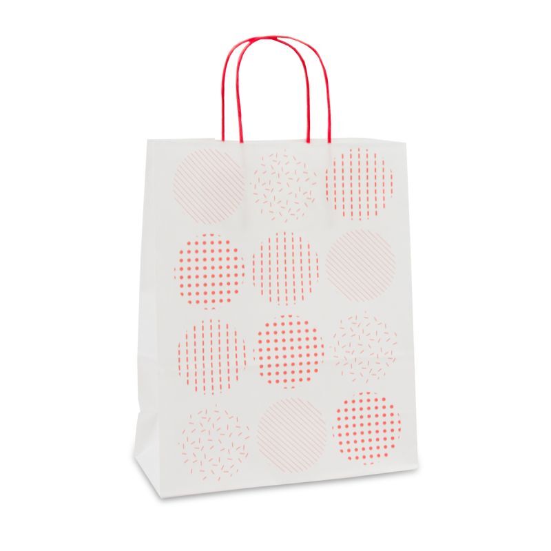 Papperskassar med tvinnade handtag Cirklar 22 + 10 x 28 cm Vit (250 st.) [FP-DPT109]
