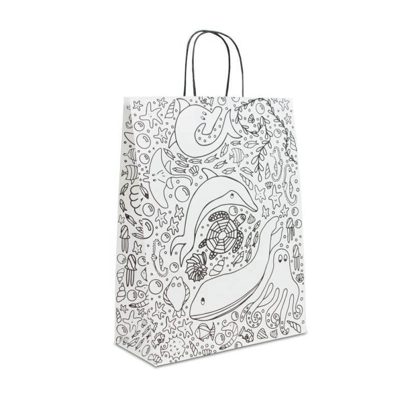 Papperskassar med tvinnade handtag Målarbild 26 + 12 x 35 cm Vit (250 st.) [FP-DPT111]