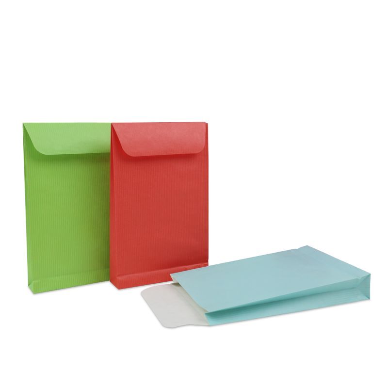 Papperspresentpåsar med klafförslutning 12 + 3 x 19 cm Röd (1000 st.) [FP-FPK336]
