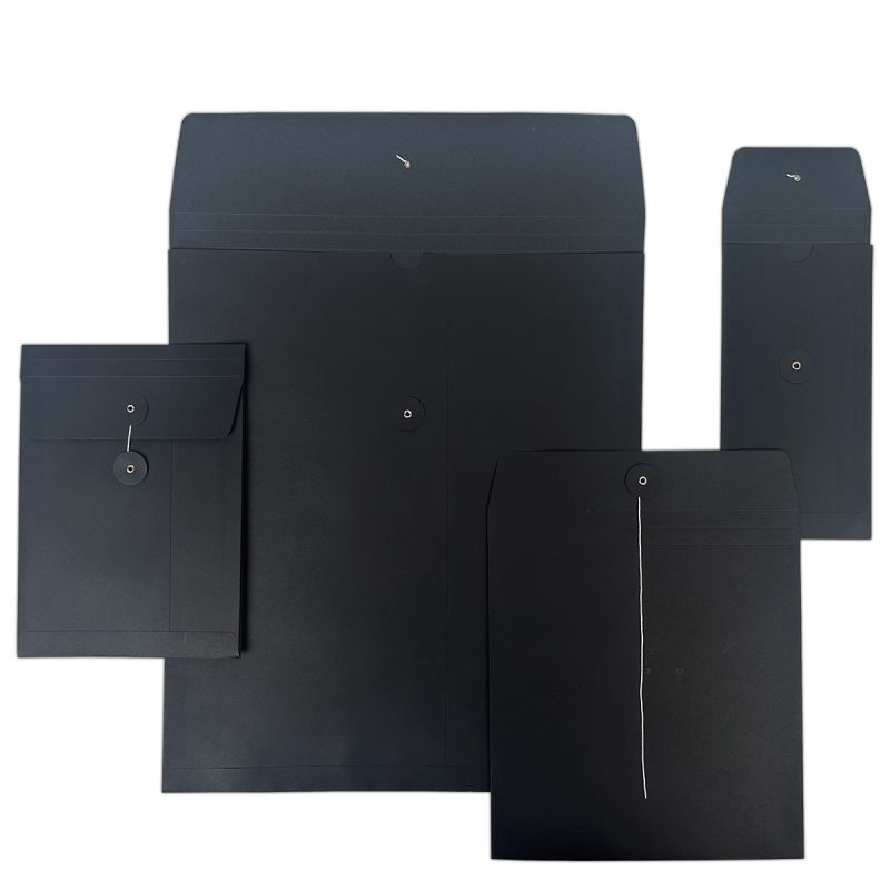Pappersfakturahållare med japansk förslutning 16,5 x 23 + 2 x 1,25 cm Svart (100 st.) [FP-JGB010]