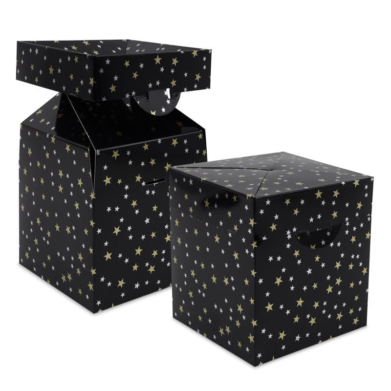 Jul-pop-up-lådor Stars 15 x 15 x 16 cm Svart (50 st.) [FP-KDS001]
