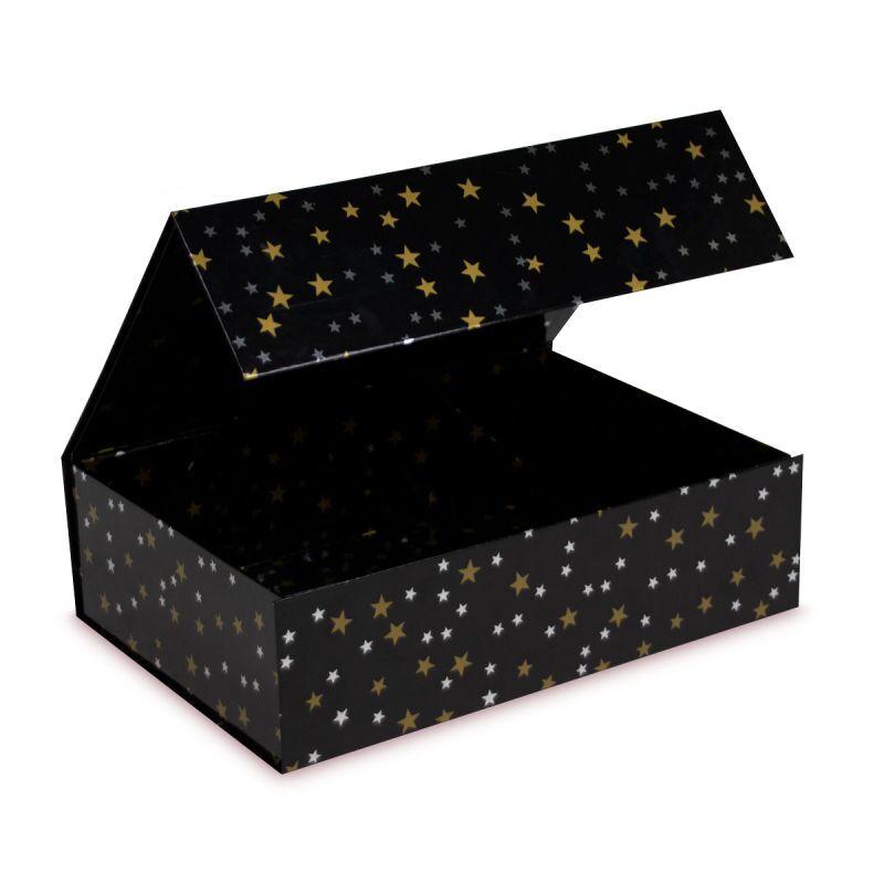 Julmagnetlådor Stars 35 x 25 x 10 cm Svart (25 st.) [FP-KDS002]