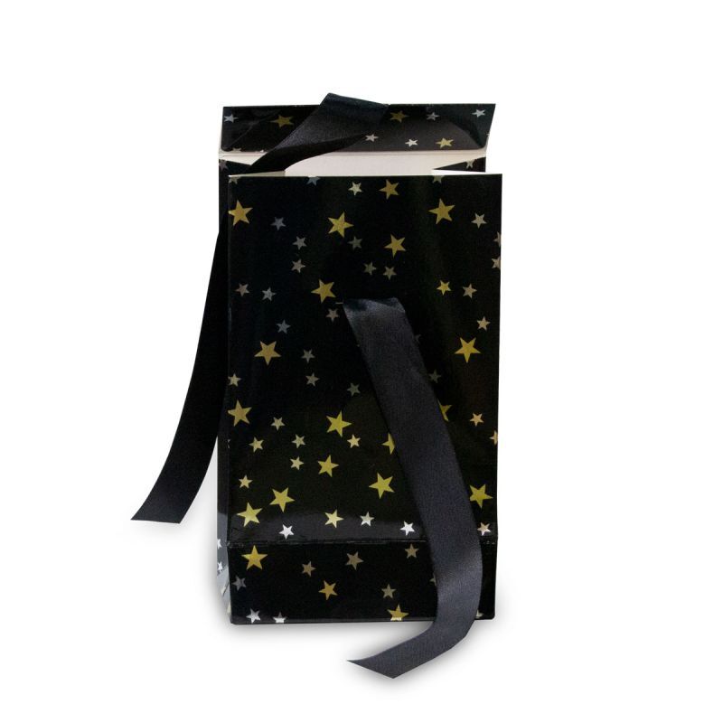Papperspresentpåsar för jul Stars 12 + 7 x 20 cm Svart (100 st.) [FP-KDS003]