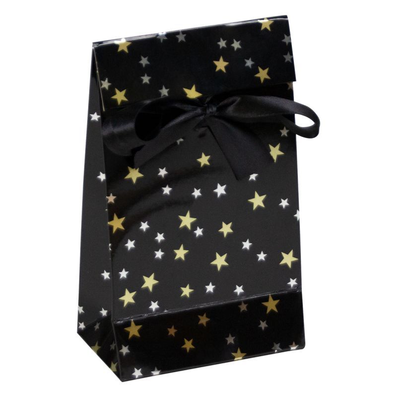 Papperspresentpåsar för jul Stars 12 + 7 x 20 cm Svart (100 st.) [FP-KDS003]
