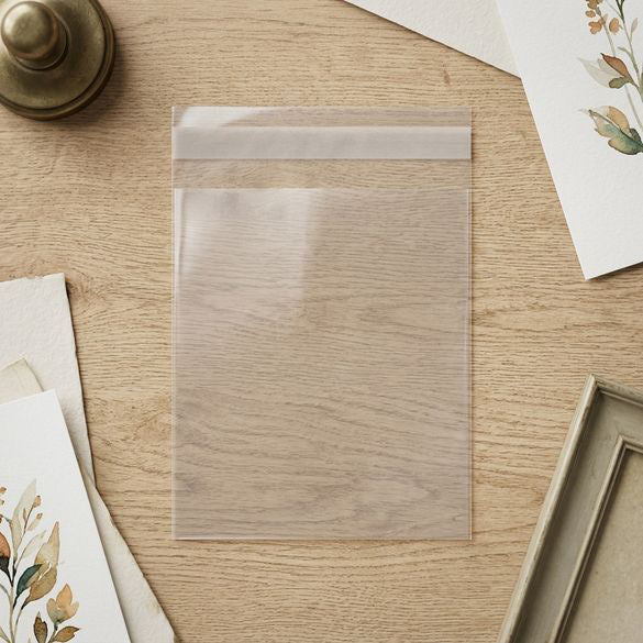 Plastpåsar 26,5x38,7cm Transparent med Tejpremsa (100 st) [B10]