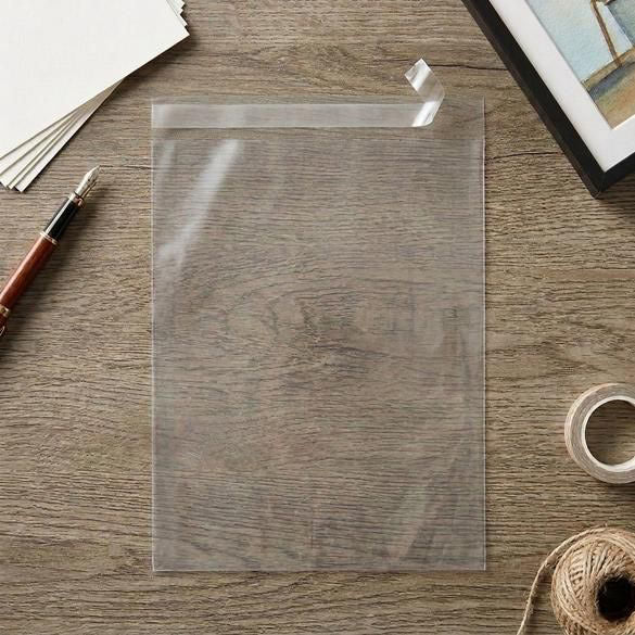 Plastpåsar 26,5x33,7cm Transparent med Tejpremsa (100 st) [B10X13]