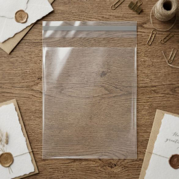 Plastpåsar 33x34,9cm Transparent med Tejpremsa (100 st) [B1313]