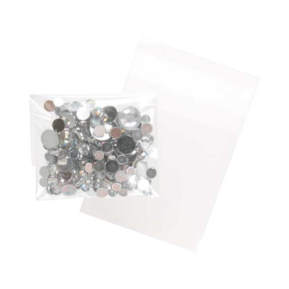 Plastpåsar 6,5x6,5cm Transparent med Tejpremsa (100 st) [B2X2]