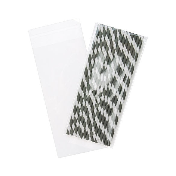 Plastpåsar 9,4x20,4cm Transparent med Tejpremsa (100 st) [B3X8]