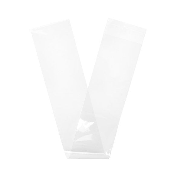 Plastpåsar 10,8x74cm Transparent med Tejpremsa (100 st) [B429]