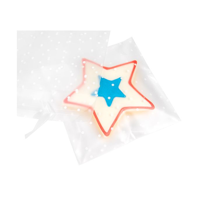 Plastpåsar 12,7x12,7 cm med prickar, peal and seal (100 st) [B55FD]