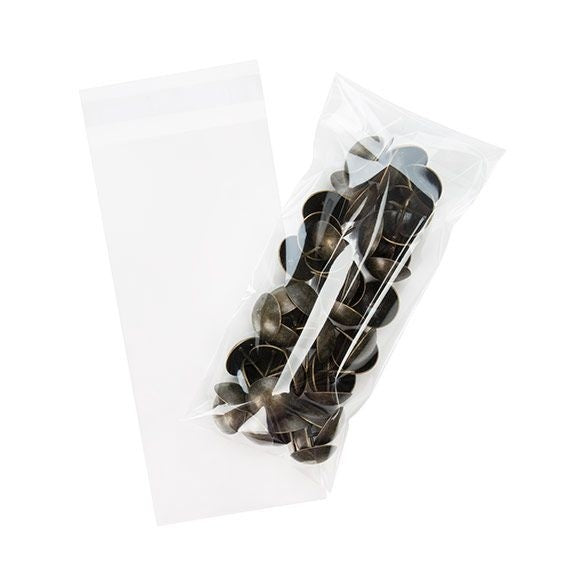 Plastpåsar 9,6x21cm Transparent med Tejpremsa (100 st) [B83]