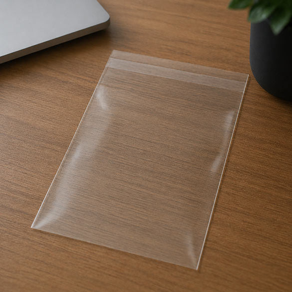 Plastpåsar 23,5x28,9cm Transparent med Tejpremsa (100 st) [B911PC]