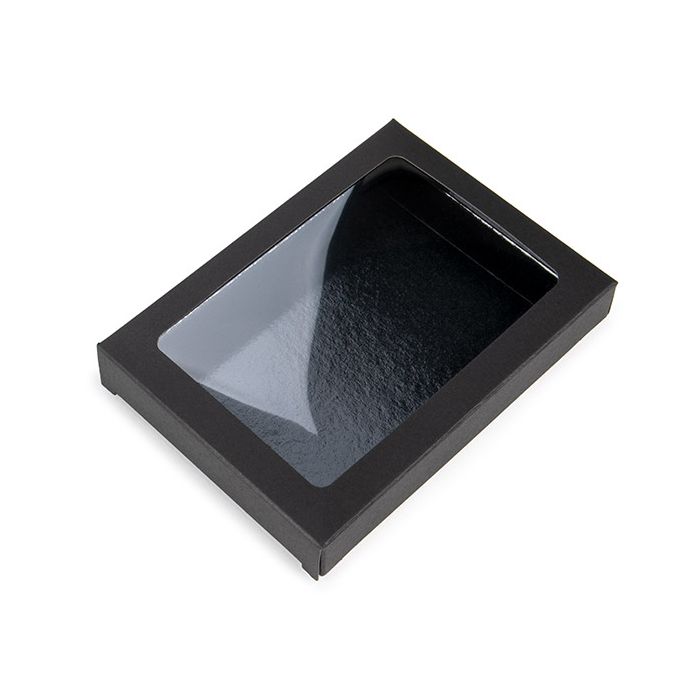 Svart presentförpackning es Window Box med fästa fönster 10,2x2,1x13,8 cm (25 st) [WKRGB313]