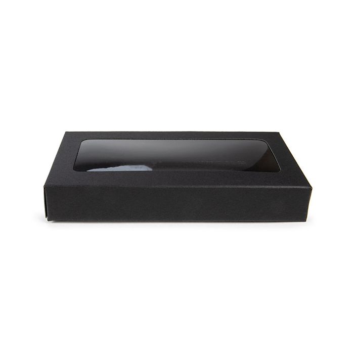 Svart presentförpackning es Window Box med fästa fönster 7x2,1x13,8 cm (25 st) [WKRGB315]