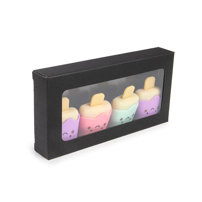 Svart presentförpackning es Window Box med fästa fönster 7x2,1x13,8 cm (25 st) [WKRGB315]