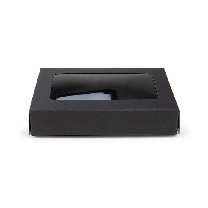 Svart presentförpackning es Window Box med fästa fönster 7x2,1x10,3 cm (25 st) [WKRGB317]
