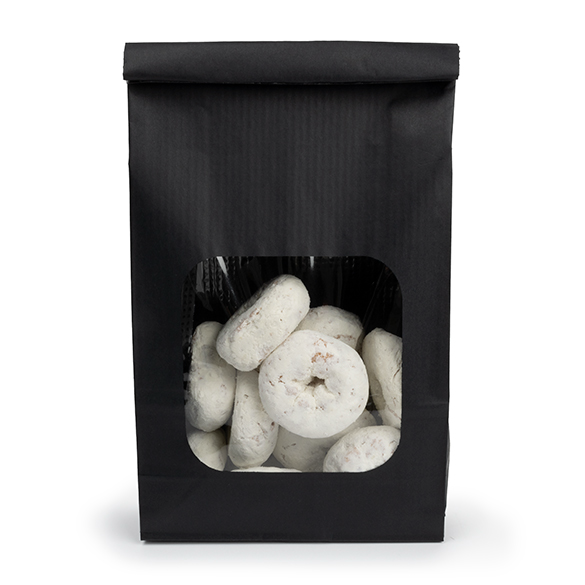 Blockbottenpåsar Svart med Tin-Tie Förslutning och Fönster 15,2x7x26,7cm (100 st) [TTW3B]