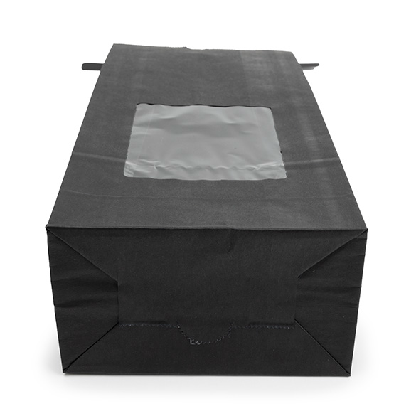 Blockbottenpåsar Svart med Tin-Tie Förslutning och Fönster 10,8x6,4x26,7cm (100 st) [TTW2B]
