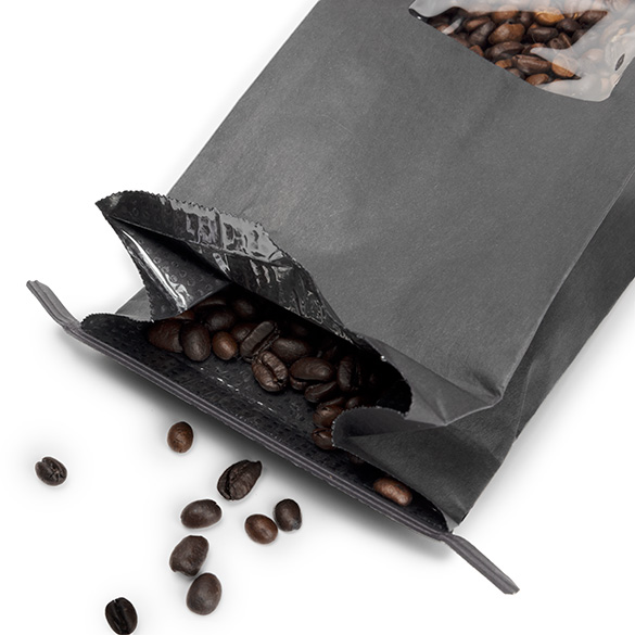 Blockbottenpåsar Svart med Tin-Tie Förslutning och Fönster 10,8x6,4x26,7cm (100 st) [TTW2B]