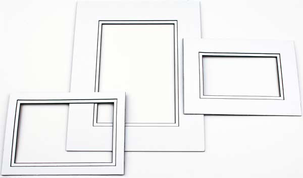 Passepartout Dubbel tjock Vit/Svart 40,6x50,8cm med 19x29cm Fönster (10 st) [MD20198]