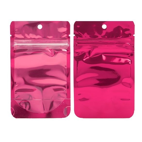 Stå upp påsar Transparent/Fuchsia 7,9x5,1x13cm | 28 gram (100 st) [ZBGB1FS]
