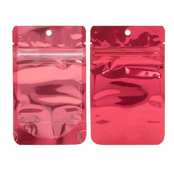 Stå upp påsar Transparent/Röt 7,9x5,1x13cm | 28 gram (100 st) [ZBGB1RD]