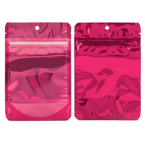 Stå upp påsar Transparent/Fuchsia 10,2x6x15,2cm | 57 gram (100 st) [ZBGB2FS]