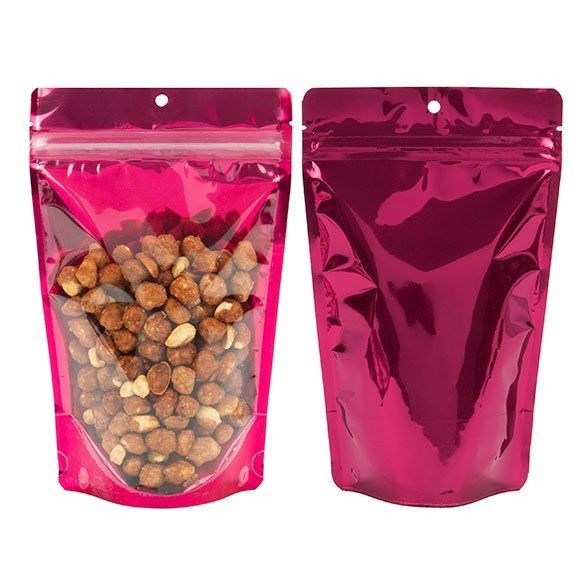 Stå upp påsar Transparent/Fuchsia 13x7,9x20,6cm | 57 gram (100 st) [ZBGB3FS]