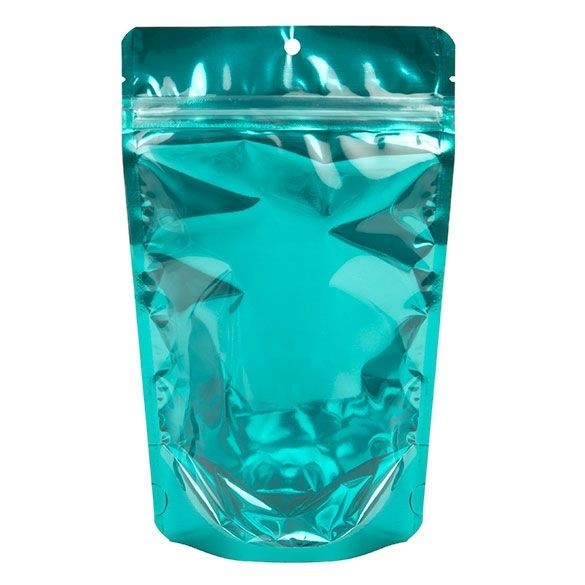 Stå upp påsar Transparent/Teal 13x7,9x20,6cm | 113 gram (100 st) [ZBGB3TL]