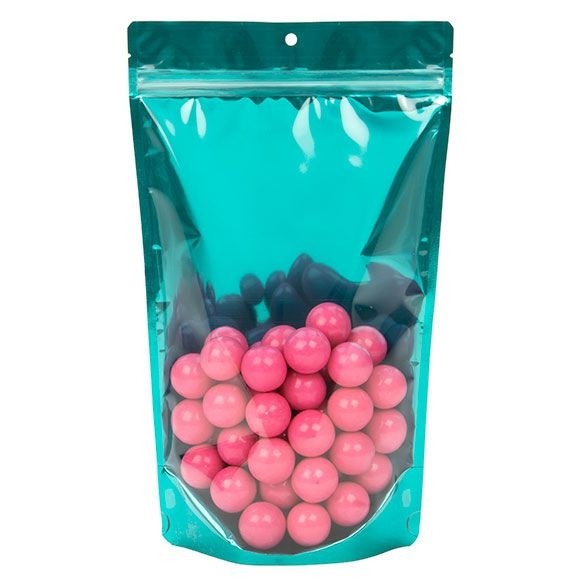 Stå upp påsar Transparent/Teal Blå 17,1x8,9x28,6cm | 340 gram (100 st) [ZBGB4TL]