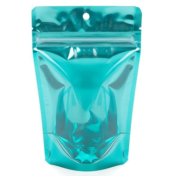 Stå upp påsar Transparent/Teal 10,2x6x15,2cm | 57 gram (100 st) [ZBGB2TL]