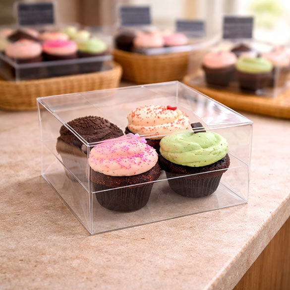 Cupcake lådor för fyra 19,1 x 17,8 x 10,2cm (100 st) [CBS177]