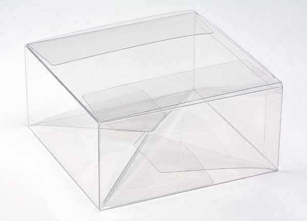 Plastlådor 15,9x15,9x7,6cm Kristallklart med automatisk Botten (25 st) [PLB173]