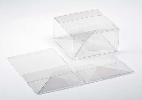 Plastlådor 15,9x15,9x7,6cm Kristallklart med automatisk Botten (25 st) [PLB173]