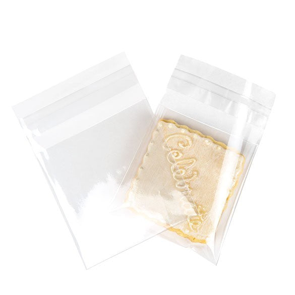 Plastpåsar 8x8,5+3cm Transparent med Tejpremsa (100 st) [B33]
