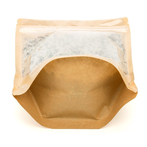Stå upp påsar Kraft 14,9x8,9x23,2cm med Fönster | 312 gram (100 st) [ZBGKC7]