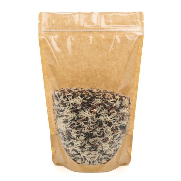 Stå upp påsar Kraft 14,9x8,9x23,2cm med Fönster | 312 gram (100 st) [ZBGKC7]